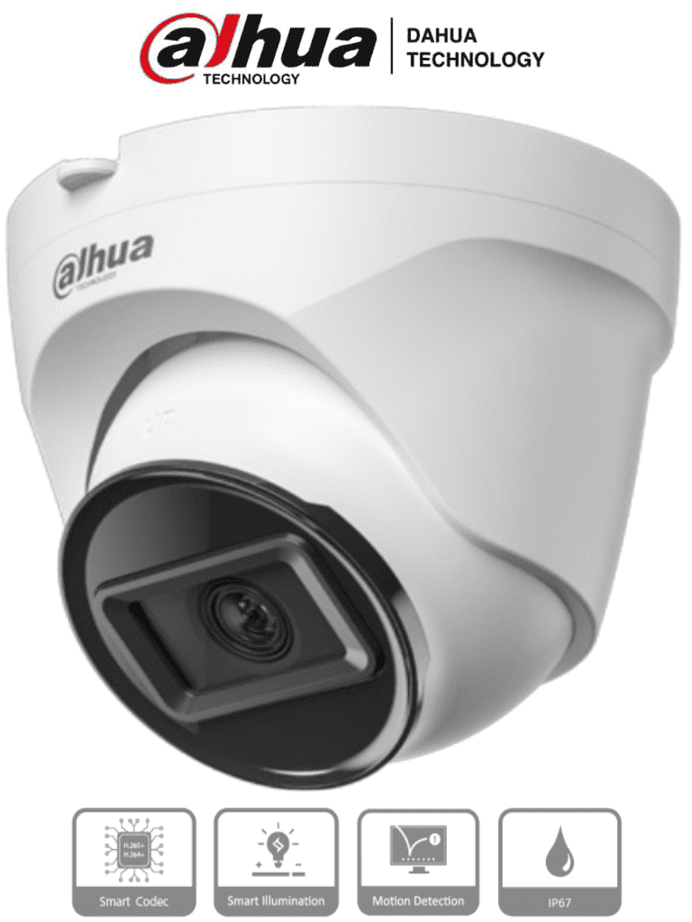 Cámara IP Domo 2MP Dahua DH-IPC-T1E20 (Lente 2.8mm, H.265, 79°, Exterior/Interior)