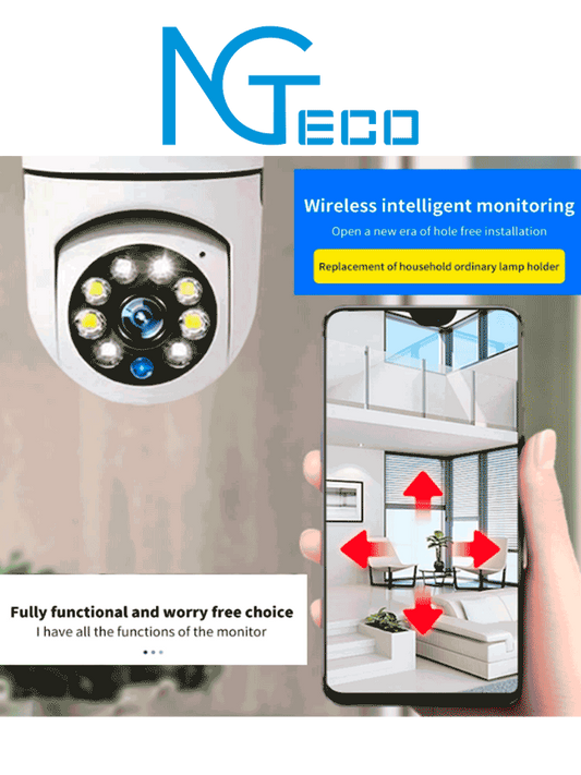 Foco con Cámara IP WiFi 2 MP NGTECO NGSH01C2IN (Foco-Cam, Exterior, Visión Nocturna)