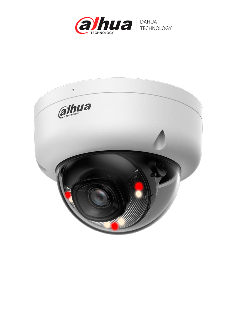Cámara IP Domo 2MP Dahua DH-IPC-HDBW1239E1-A-IL (Lente 2.8mm, Iluminador Dual, Micrófono, Anti-vandal IK10, IP67)