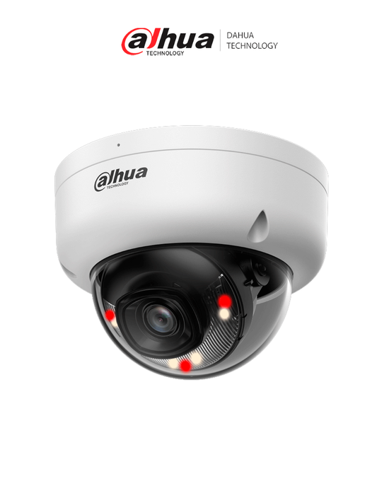 Cámara IP Domo 2MP Dahua DH-IPC-HDBW1239E1-A-IL (Lente 2.8mm, Iluminador Dual, Micrófono, Anti-vandal IK10, IP67)