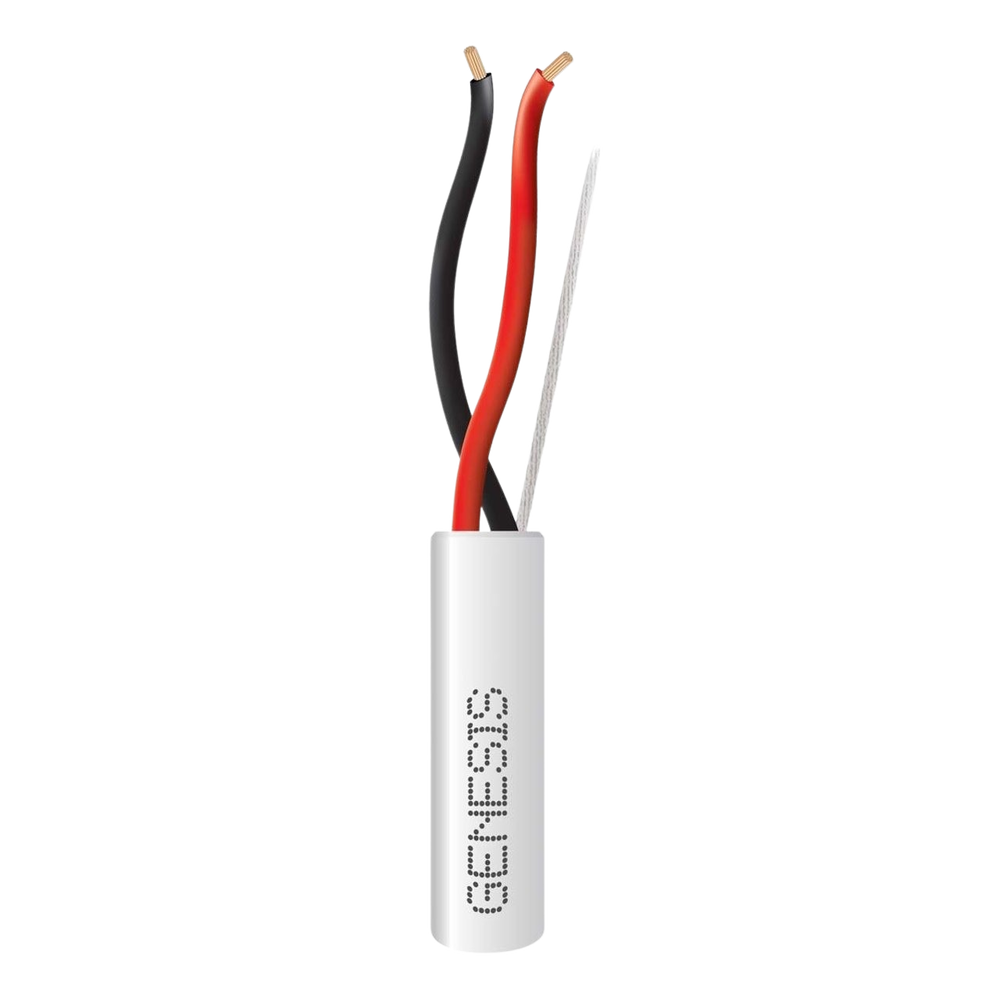Bobina de 305 Metros (1000 Pies) de Cable 2 x 18 AWG / Riser / Blanco / Para Aplicaciones en Alarmas de Intrusión, Control de Acceso, Interfonos, TV Porteros, Automatización, Audio y Voceo.