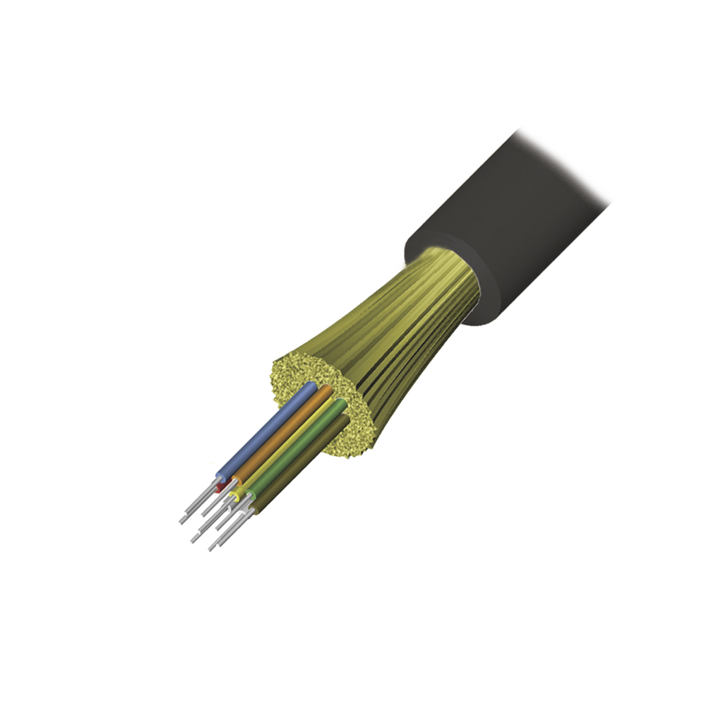 Cable de Fibra Óptica de 4 Hilos, Interior/Exterior, Loose Tube, No Conductiva (Dieléctrica), LS0H, Monomodo OS1/OS2 9/125, 1 Metro (3.28 Pies)