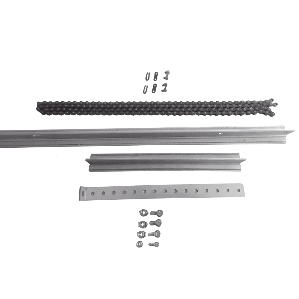 Extensión de Riel Tipo T para Portones / 1 Metro / Cadena de Alta Resistencia 2 mts / Conector Modular para Múltiples Secciones / Compatible con ACCESSRAILT3 / Bracket y Tornillería Incluidos