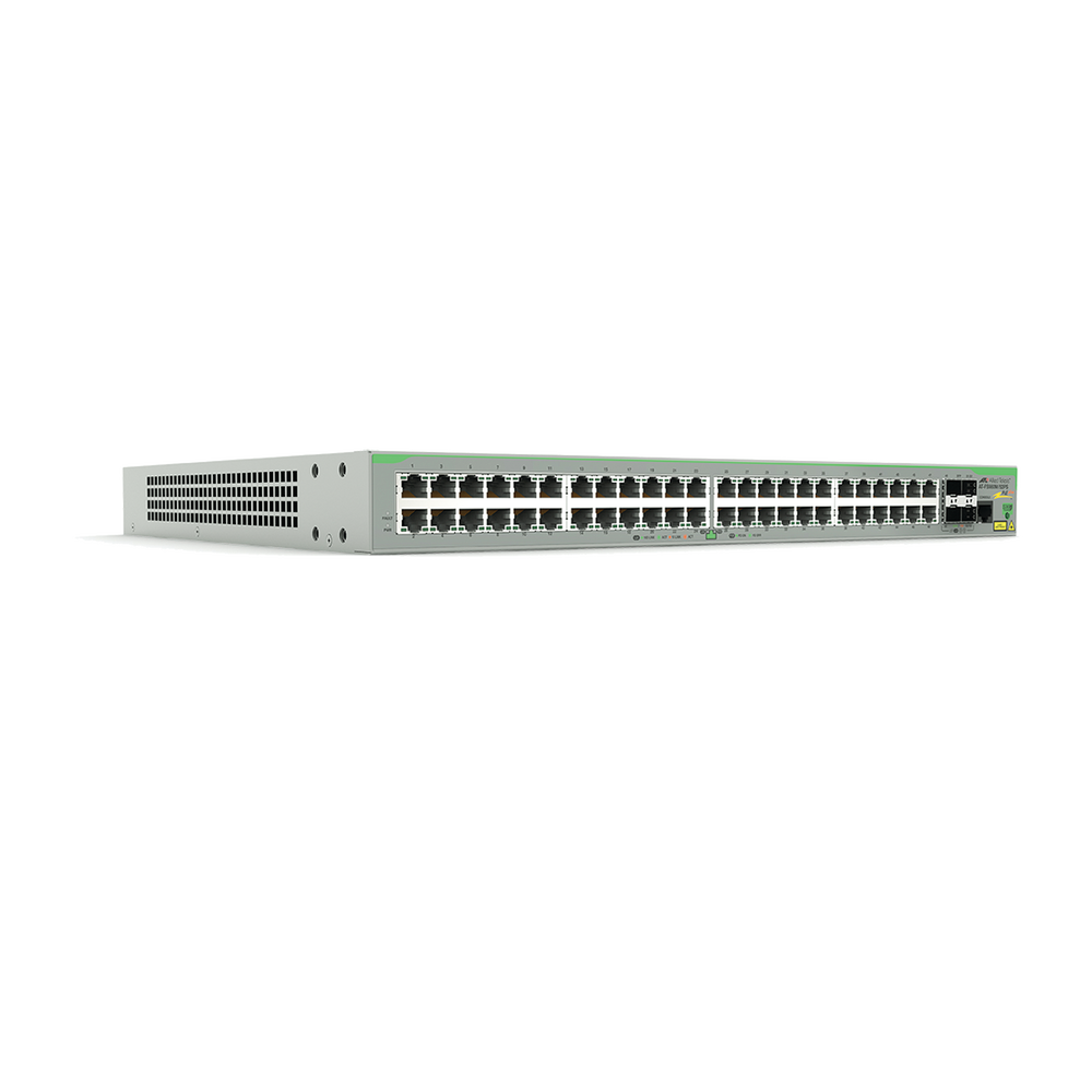 Switch PoE+ Administrable CentreCOM FS980M, Capa 3 de 48 Puertos 10/100Mbps + 4 SFP Gigabit, 375W