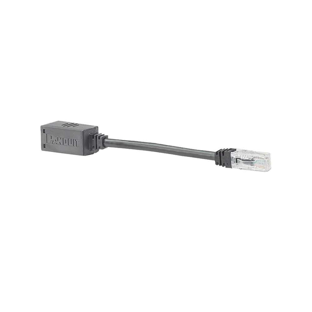 Adaptador Para Desconexión Accidental Segura, Jack a Plug Categoría 6A, UTP, CM, 20.3 cm (7.99 pulgadas) de Longitud, Color Negro