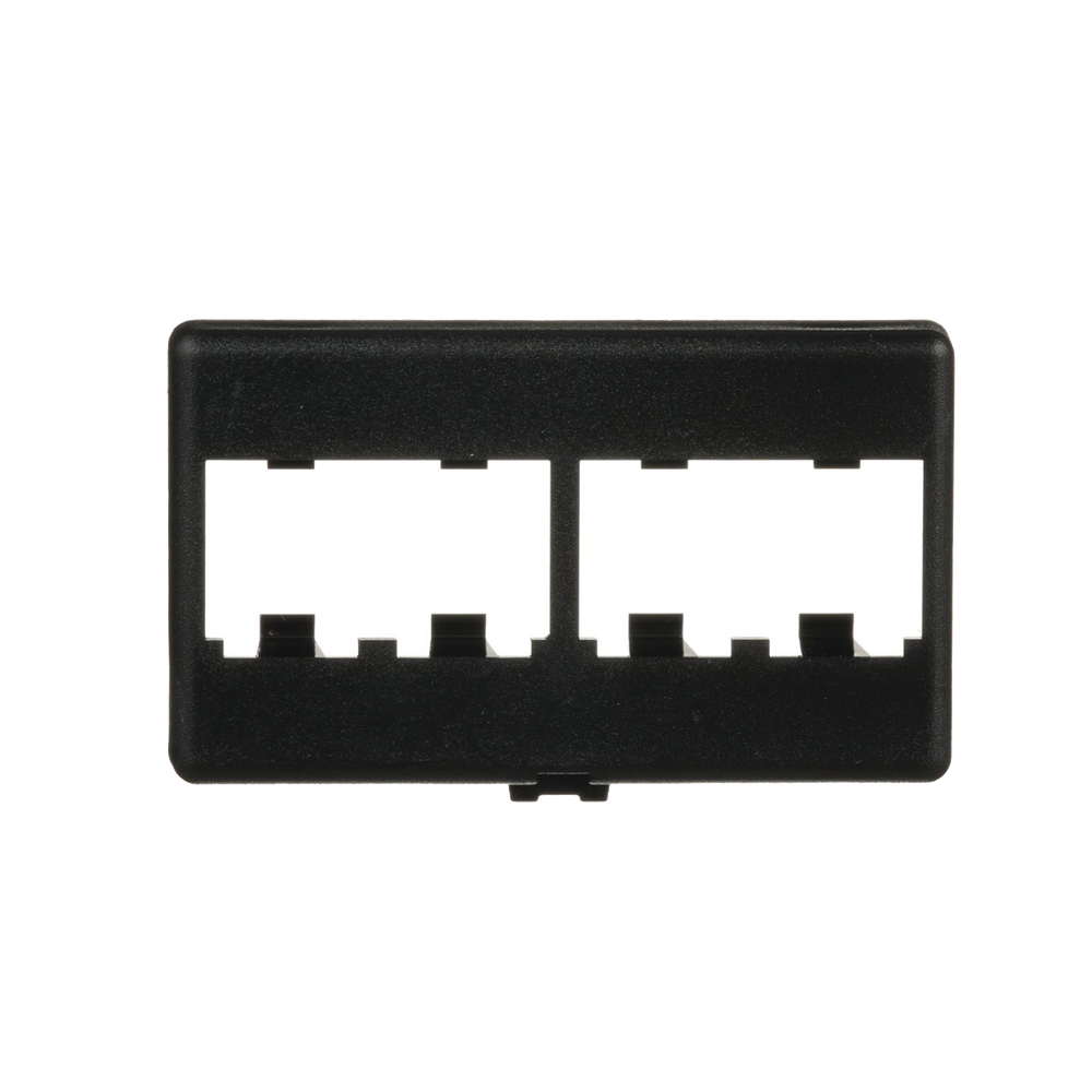 Placa de Mobiliario Modular Estándar, Salidas Para 4 Puertos Mini-Com, Color Negro