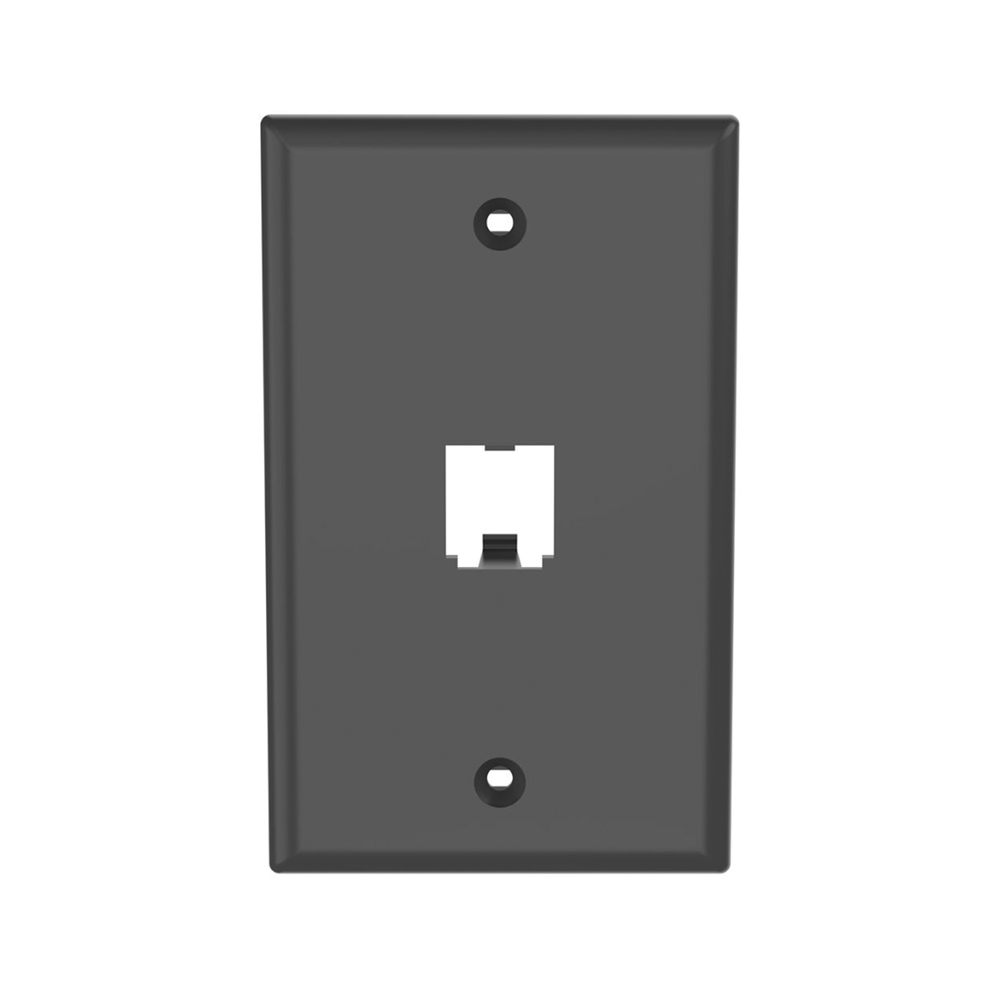 Placa de Pared Vertical Clásica, Salida Para 1 Puerto Mini-Com, Color Negro