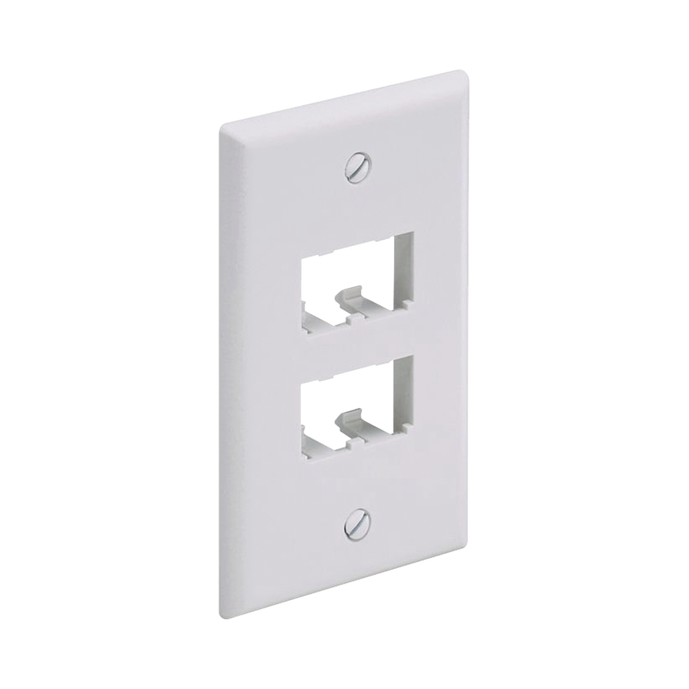 Placa de Pared Vertical Clásica, Salida Para 4 Puertos Mini-Com, Color Blanco Mate