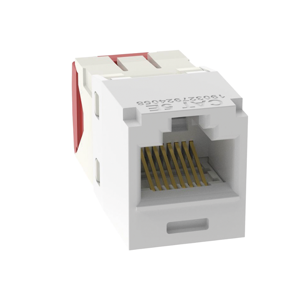 Conector Jack RJ45 Estilo TG, Mini-Com, Categoría 5e, de 8 Posiciones y 8 Cables, Color Blanco