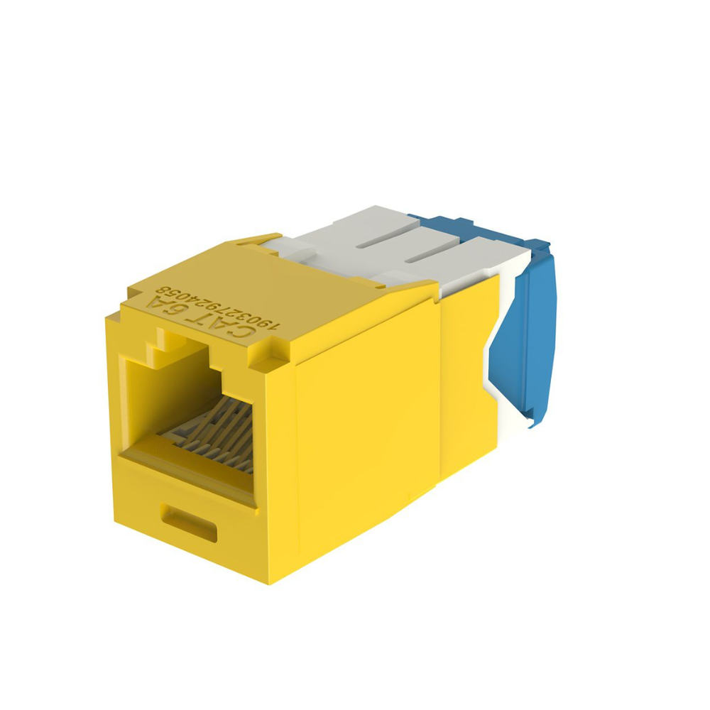Conector Jack RJ45 Estilo TG, Mini-Com, Categoría 6A, de 8 Posiciones y 8 Cables, Color Amarillo