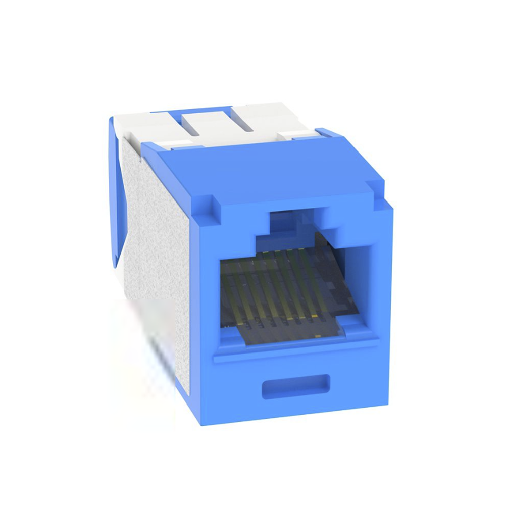 Conector Jack RJ45 Estilo TG, Mini-Com, Categoría 6A, Con Gel Resistente a la Corrosión, de 8 Posiciones y 8 Cables, Color Azul