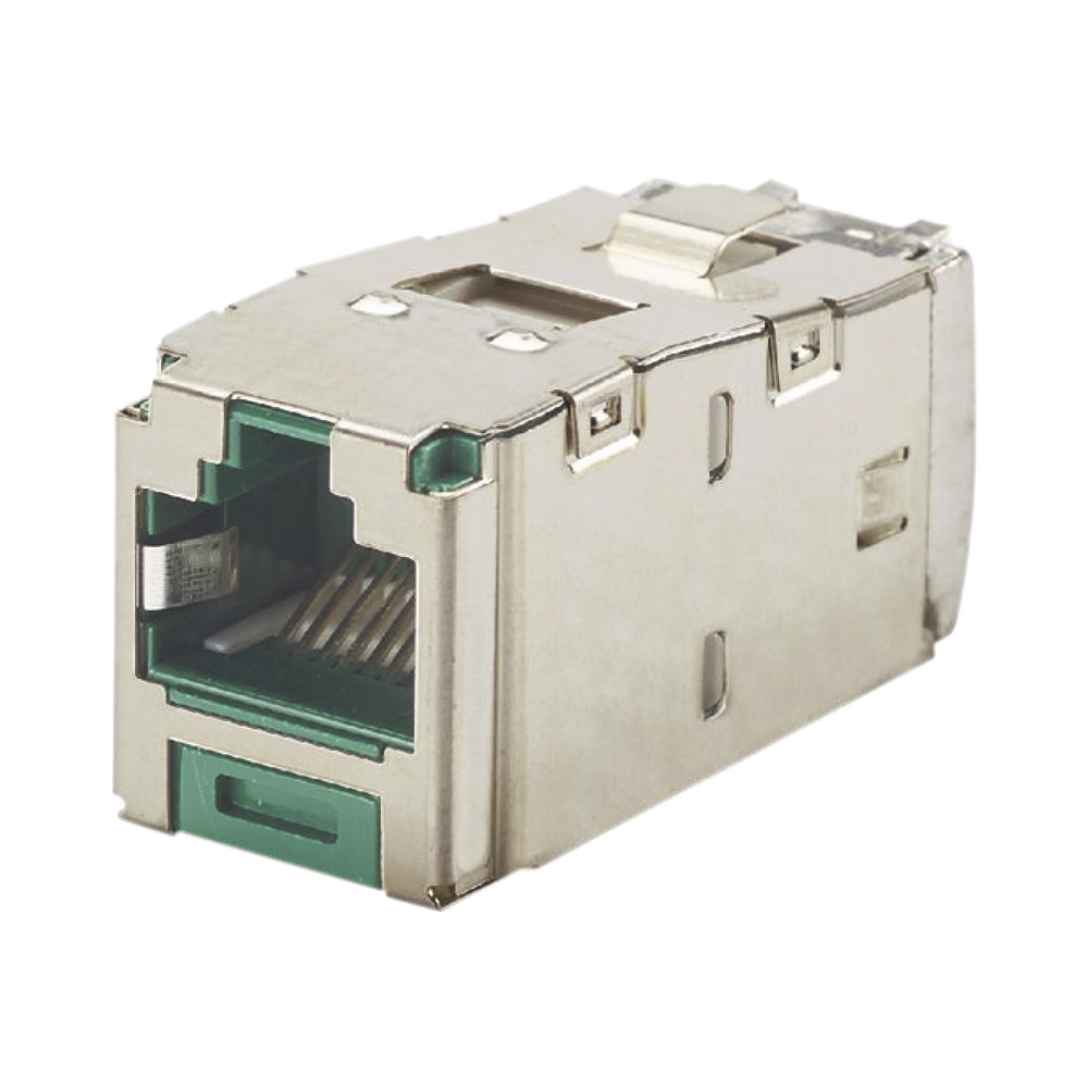 Conector Jack RJ45 Blindado, Estilo TG, Mini-Com, Categoría 6A, de 8 Posiciones y 8 Cables, Color Verde