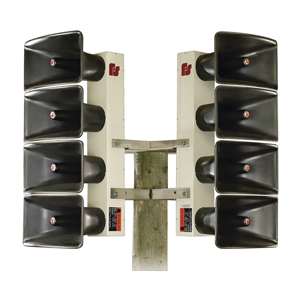 Altavoz de Arreglo Direccional DSA6 / 6 Bocinas de 100 W / 600 Watts Totales / 121 dB(C) a 100 ft (30.5 m) / Alcance 3400 ft (1036 m) a 70 dB(C) / Proyectores de Fibra de Vidrio / Gabinete de Aluminio / 200-2000 Hz / UltraVoice Controller