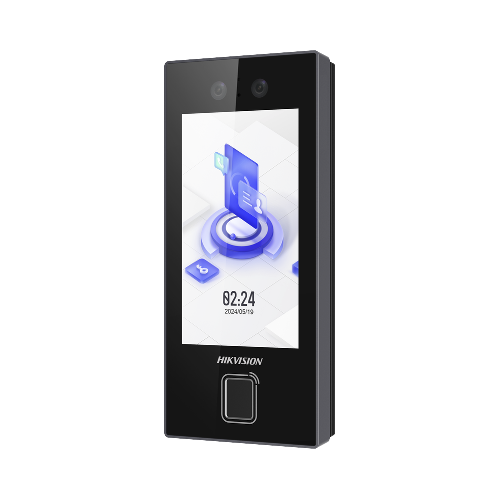Terminal Facial Min Moe con LECTOR DE HUELLAS y Tarjetas PROX EM / 3000 Rostros / 3000 Huellas / Pantalla 4.5" / Administrable en la Nube con HikConnect Teams / Exterior IP65 / PoE / WiFi / HIK-IA / SIP Estandar