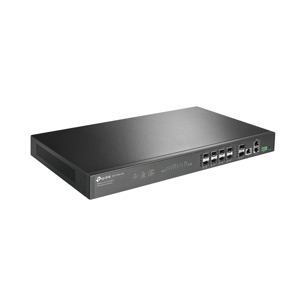 Deltra Stream - OLT de 8 Puertos GPON  / Conexión Hasta 1,024 ONUs / 1 Puerto Gigabit RJ45 Uplink / 2 Puertos SFP+ 10GbE Uplink / Fuentes Redundantes AC-AC (incluidas) /  Administración desde la Nube Sin Costo (DPMS)