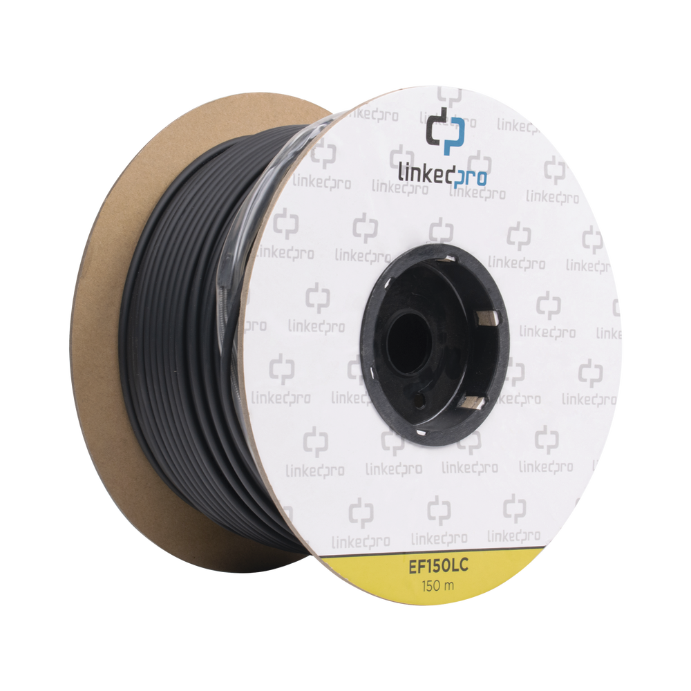 Carrete de Fibra Óptica Monomodo con Conectores LC-LC Duplex, Reforzada con Kevlar, de 150 Metros (492.13 Pies), Para Instalaciones Subterráneas por Tubería