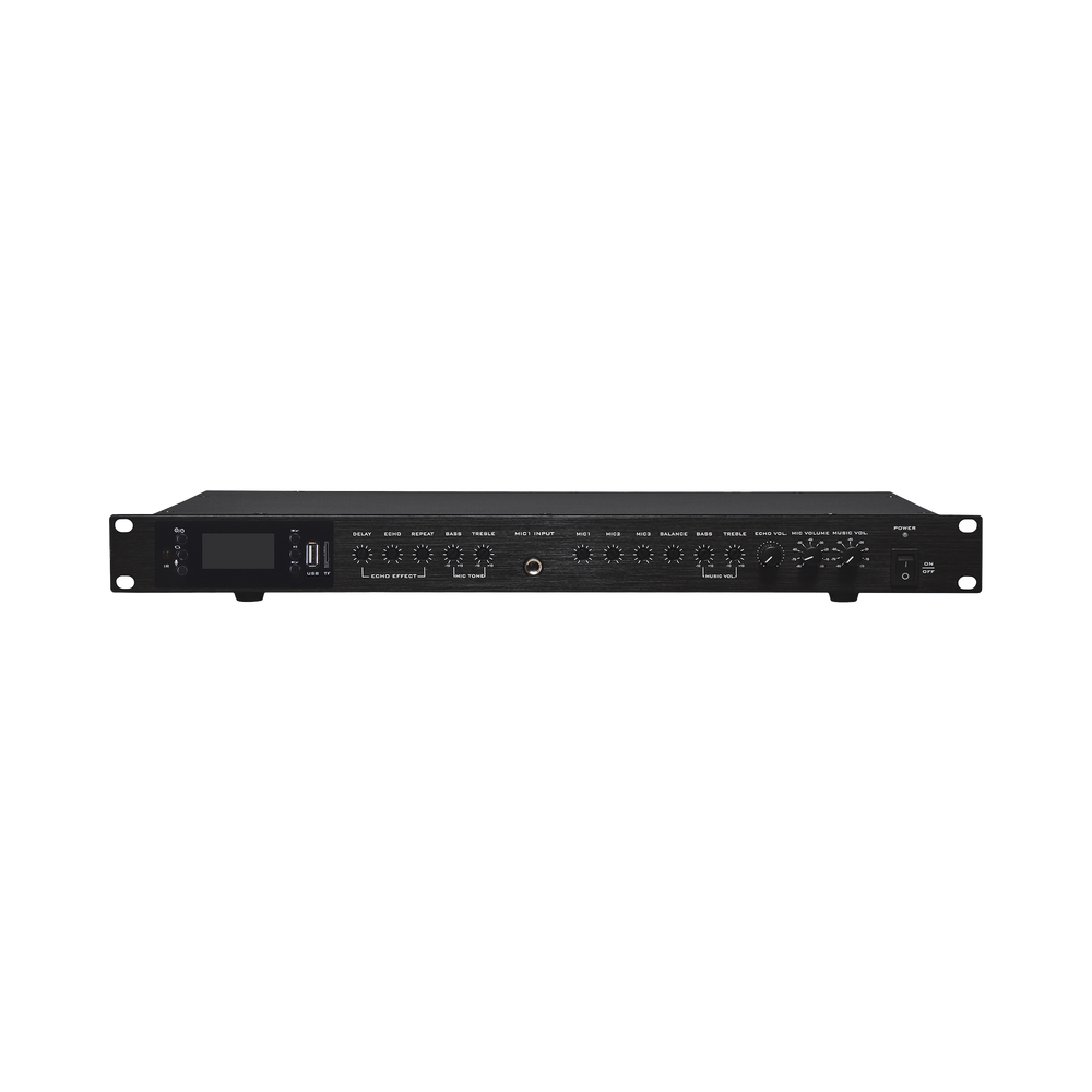 Amplificador de Audio | 2 x 60W | Baja Impedancia 4 - 8&Omega; | Reproductor Bluetooth, USB, SD | Efectos Integrados Delay, Echo, Repeat