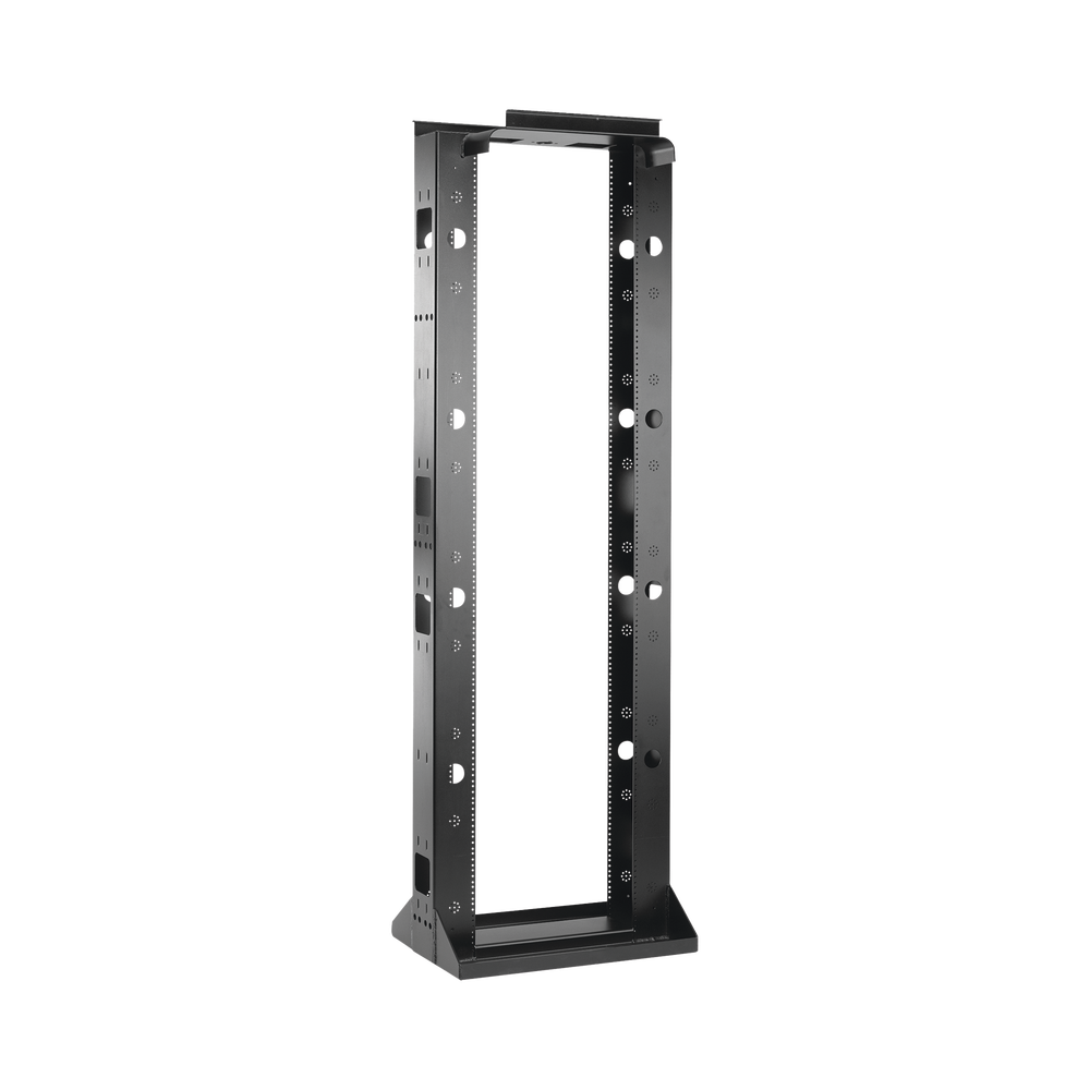 Rack Abierto Sísmico de 2 Postes Estándar de 19 in / 45U / 2.19 m (7.2 ft) de Altura / Capacidad 2,500 lb (1,134 kg) / Acero Calibre 10 (3.4 mm) / Certificación NEBS Zona 4 y OSHPD / Negro RAL 9005