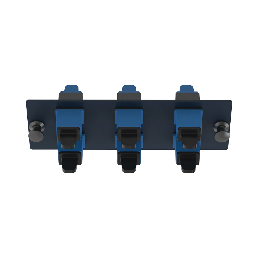 Placa Acopladora de Fibra Óptica FAP, Con 6 Conectores SC Simplex (6 Fibras), Para Fibra Monomodo OS1/OS2, Color Azul