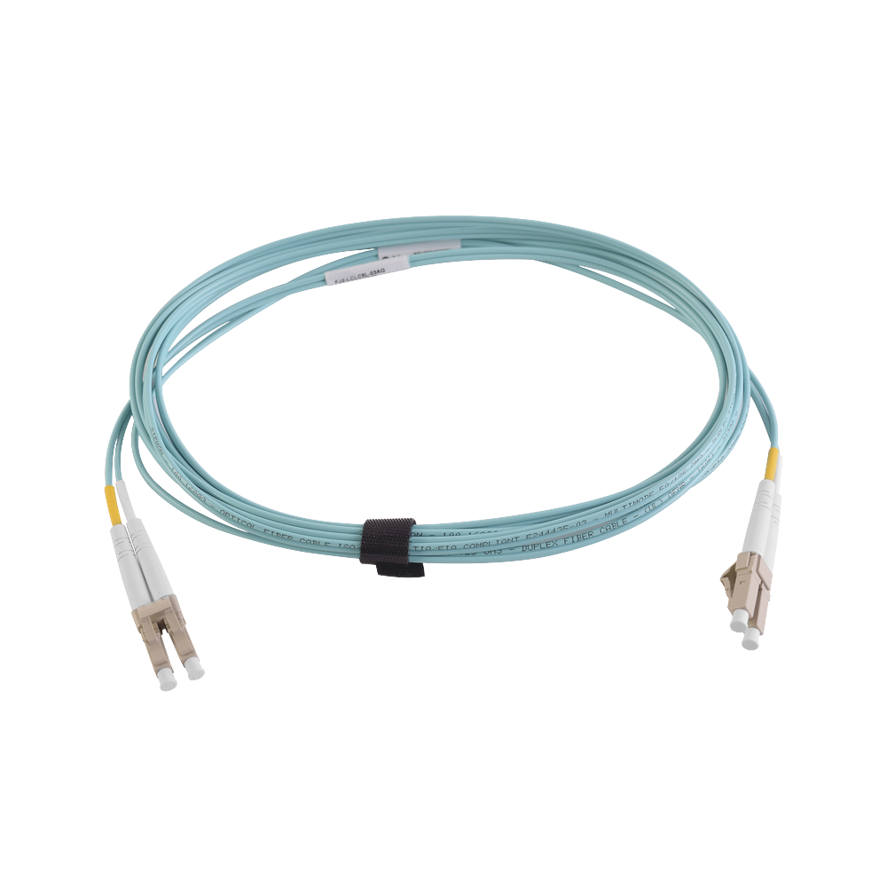 Jumper de Fibra Óptica Multimodo 50/125 XGLO OM4, LC-LC Duplex, OFNR, Color Aqua, 7 Metros (22.97 Pies)