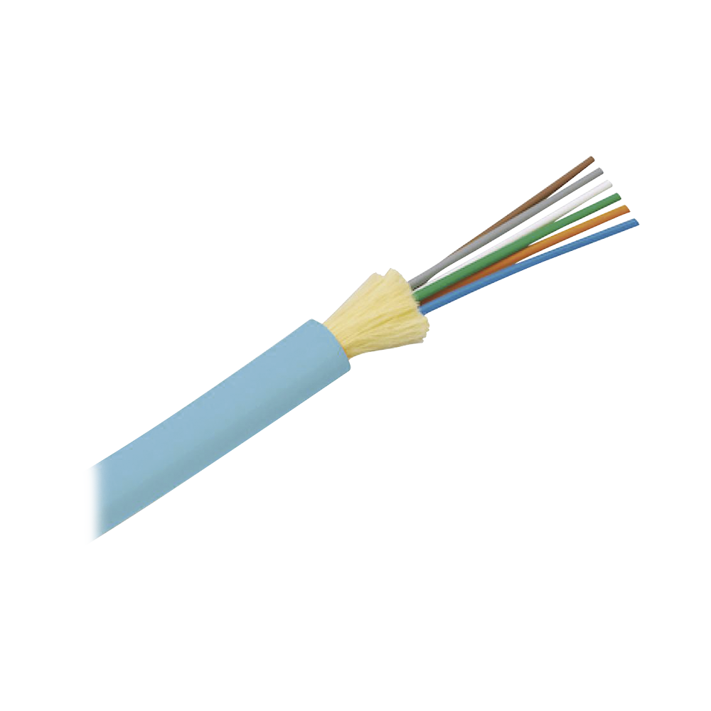Cable de Fibra Óptica de 12 Hilos, Multimodo OM4 50/125 Optimizada, Interior, Tight Buffer 900um, No Conductiva (Dieléctrica), OFNR (Riser), Precio Por Metro