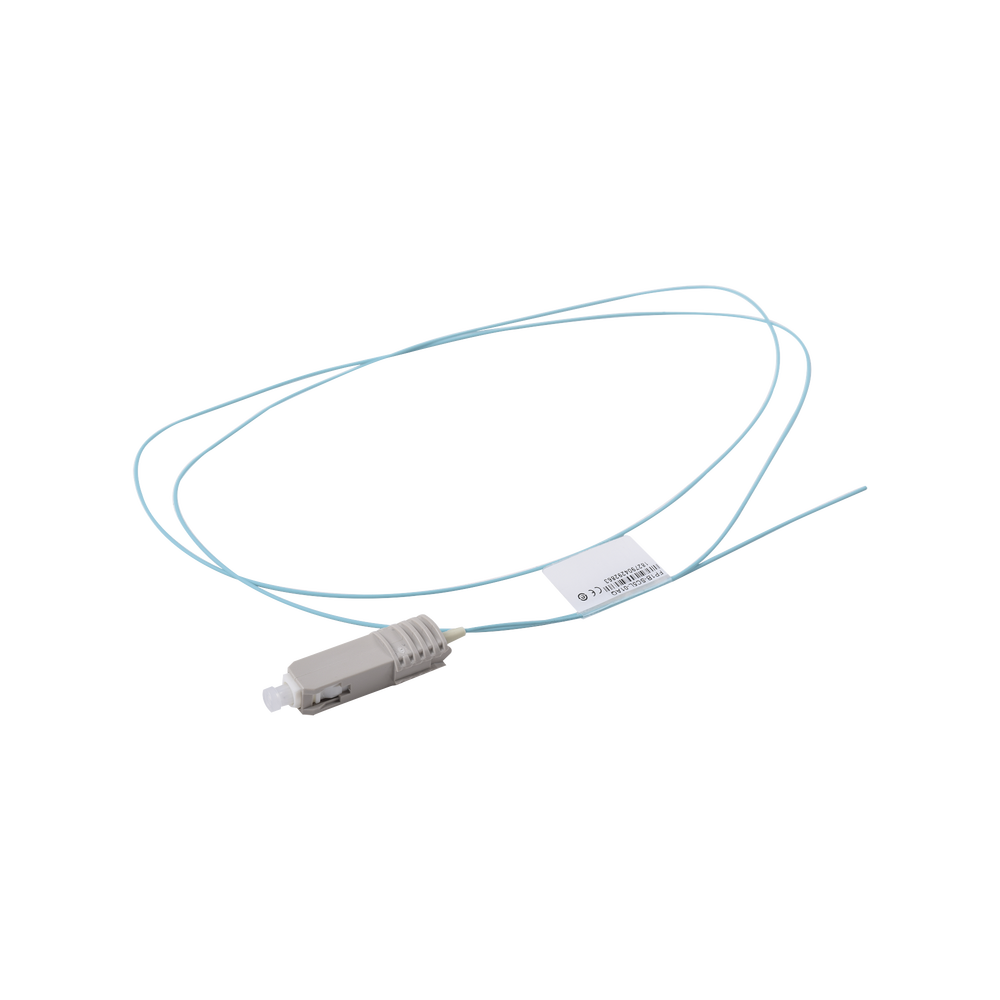 Pigtail de Fibra Óptica SC Simplex, Multimodo OM3 XGLO 50/125, OFNR, Color Aqua, 1 Metro (3.28 Pies)