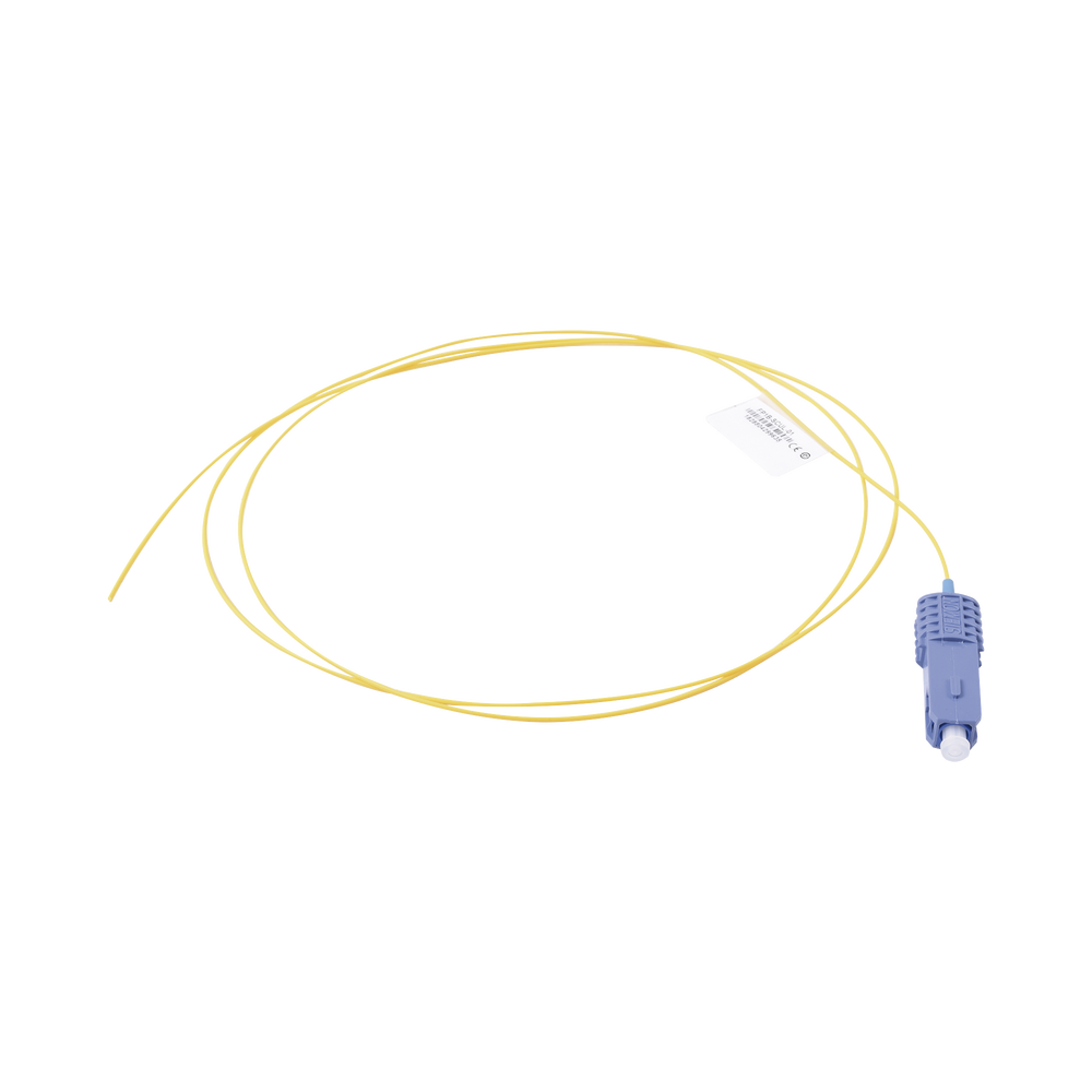 Pigtail de Fibra Óptica SC/UPC Simplex, Monomodo OS1/OS2 XGLO, OFNR, Color Amarillo, 1 Metro (3.28 Pies)