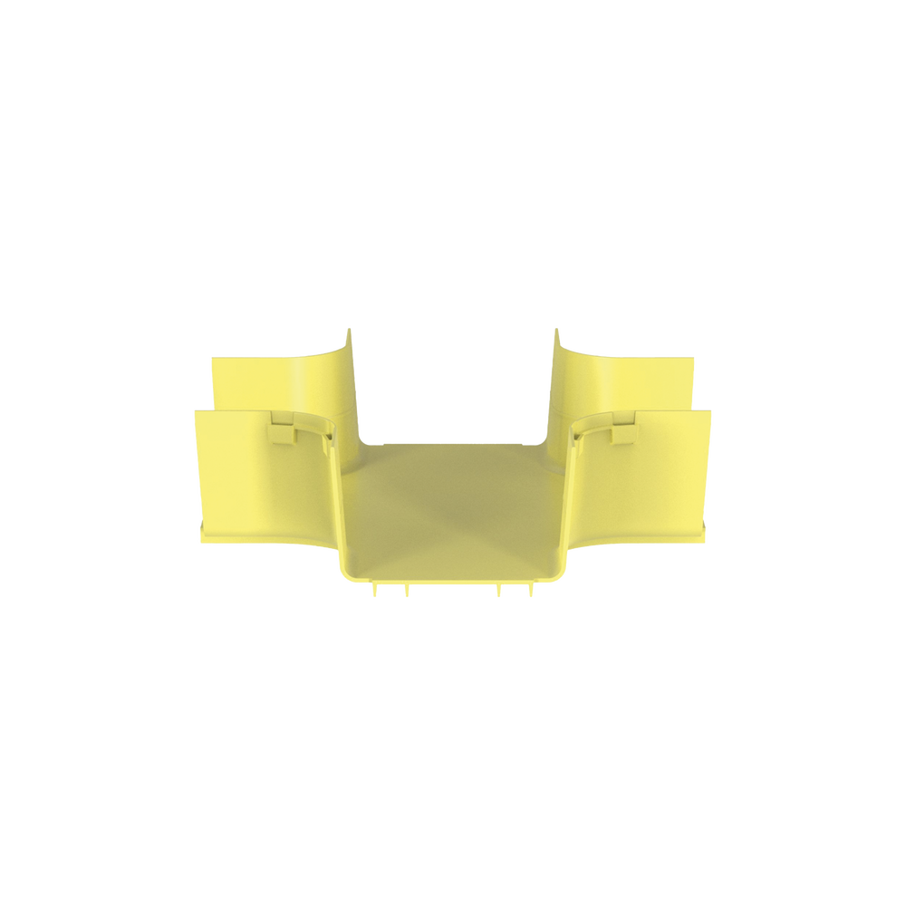 Accesorio de 4 Vías Horizontal, Con Ángulos a 90º, Para Canaletas FiberRunner™ 6X4, Color Amarillo
