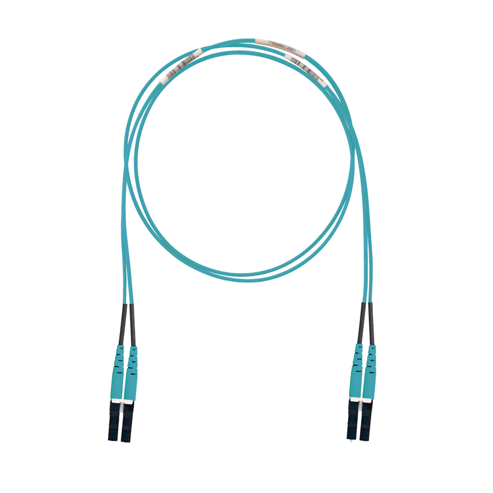 Jumper de Fibra Optica Multimodo 50/125 OM3, LC-LC Duplex, LSZH (Cero Halógenos), Color Aqua, 3 Metros (9.84 Pies)