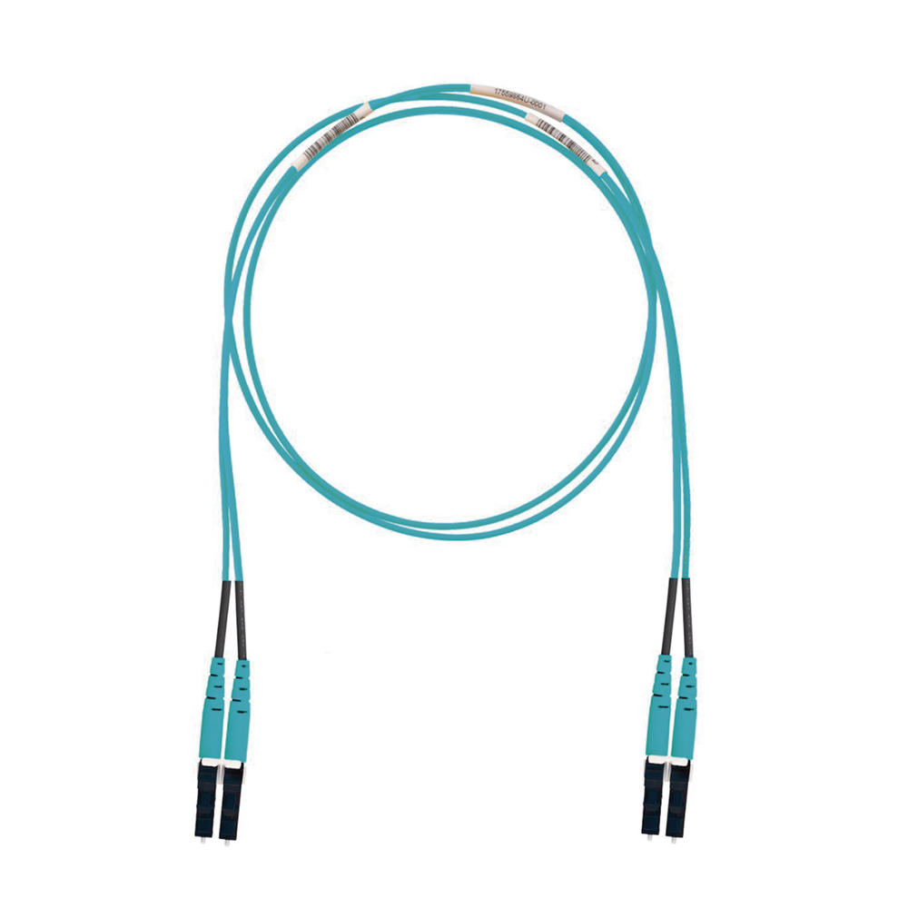 Jumper de Fibra Óptica Multimodo 50/125 OM3, LC-LC Duplex, LSZH (Cero Halógenos), Color Aqua, 5 Metros (16.40 Pies)