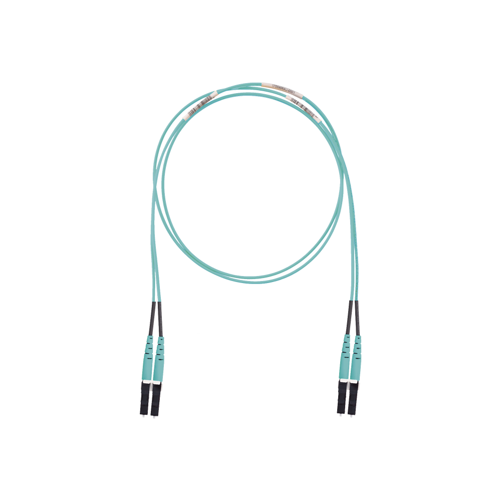 Jumper de Fibra Optica Multimodo 50/125 OM3, LC-LC Duplex, LSZH (Cero Halógenos), Color Aqua, 10 Metros (32.81 Pies)