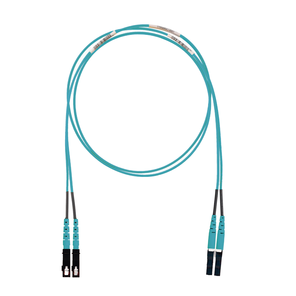 Jumper de Fibra Optica Multimodo 50/125 OM3, LC-SC Duplex, LSZH (Cero Halógenos), Color Aqua, 2 Metros (6.56 Pies)