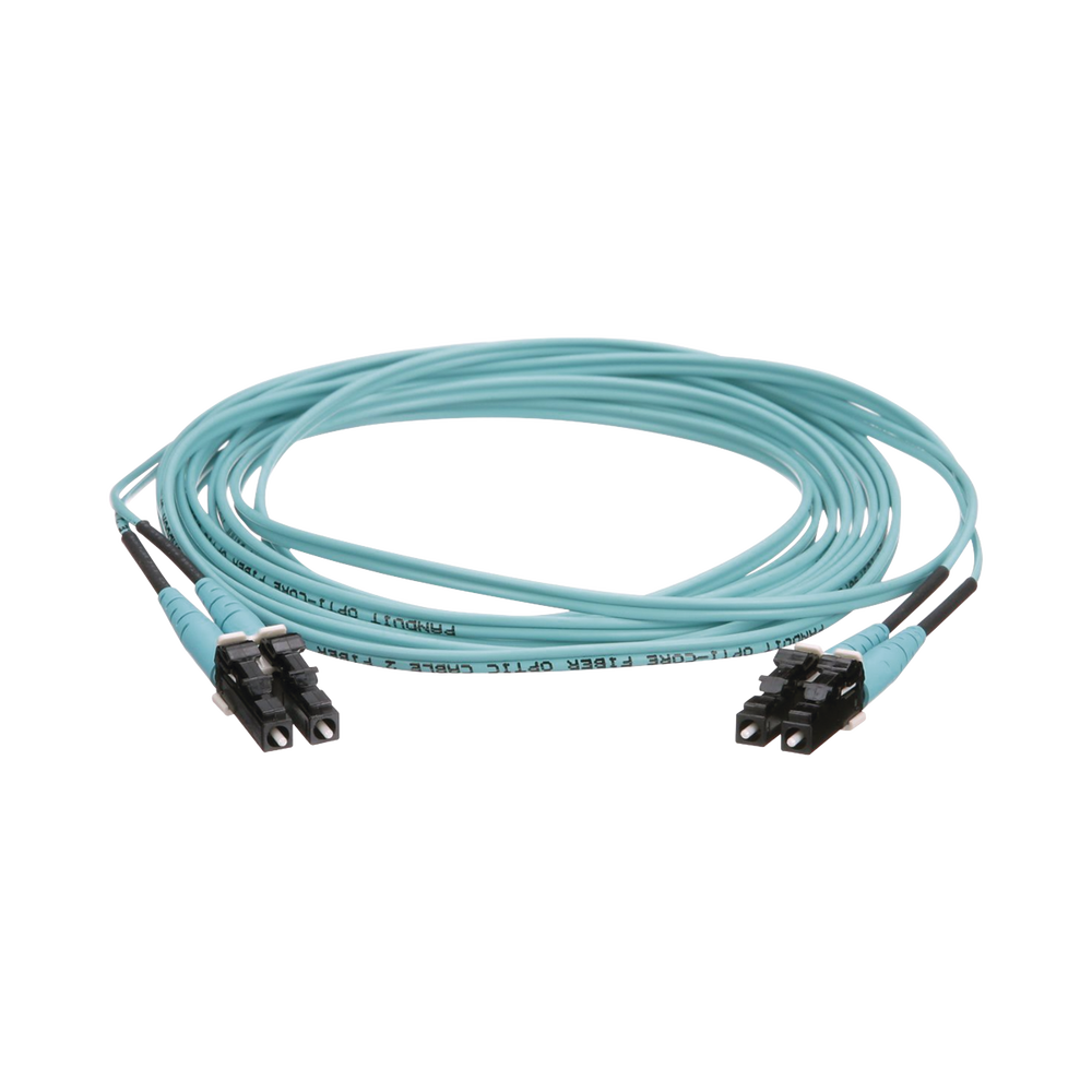 Jumper de Fibra Óptica Multimodo 50/125 OM4, LC-LC Duplex, OFNR (Riser), Color Aqua, 7 Metros (22.97 Pies)