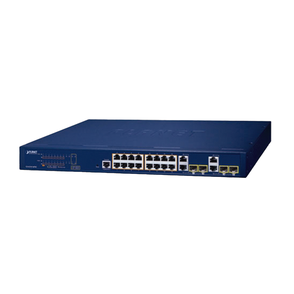 Switch Administrable PoE  Capa 2 de 16 Puertos 10/100/1000 Mbps 802.3af/at, 4 Puertos SFP Gigabit, Hasta 240 W