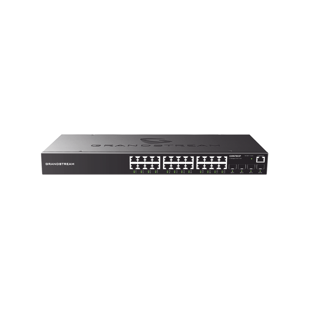 Switch Gigabit Administrable / 24 puertos 10/100/1000 Mbps + 4 Puertos SFP Uplink / Compatible con GWN Cloud.