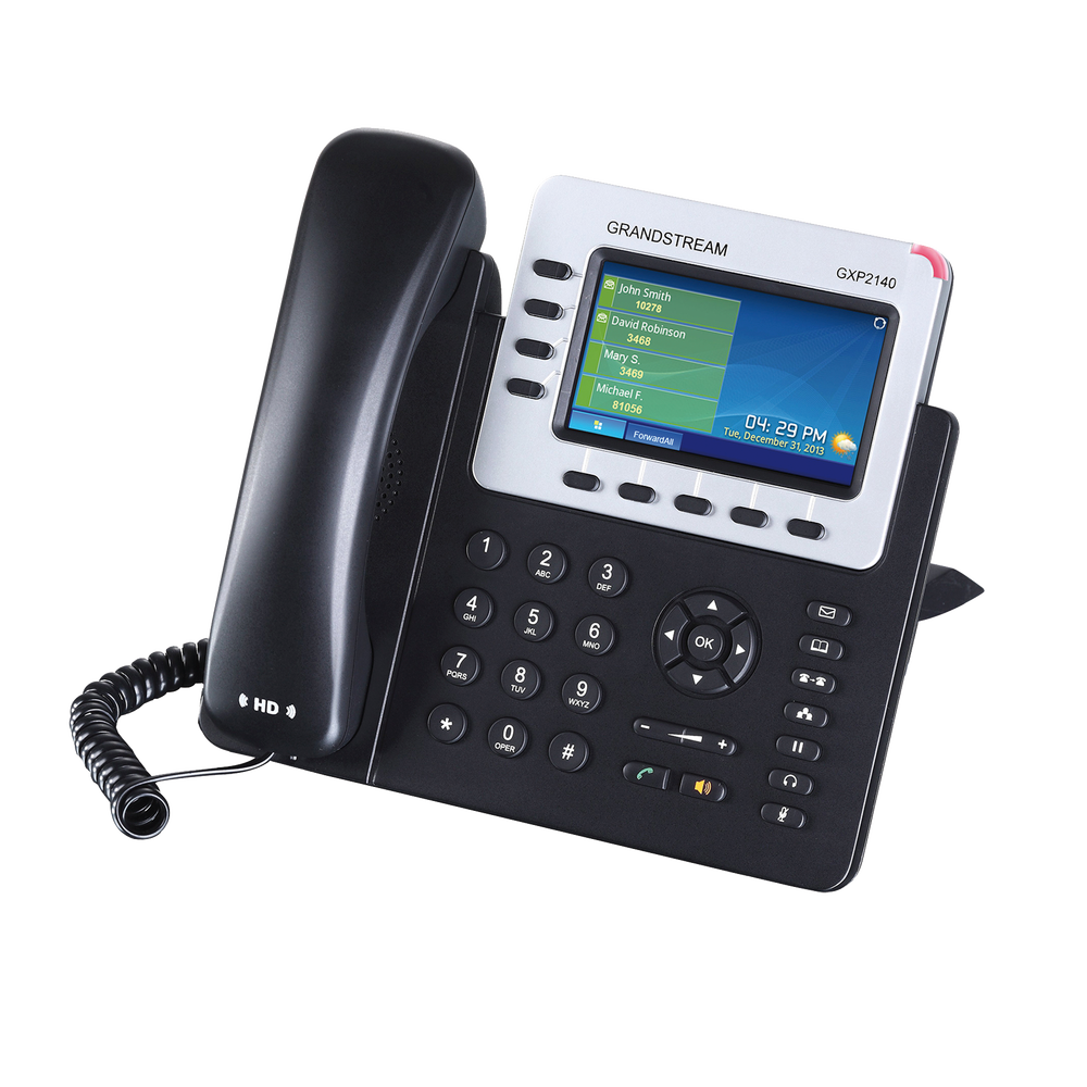 Teléfono IP Empresarial para 4 líneas. Puede agregar hasta 160 BLF (teclas de marcación rápida) con cuatro GXP2200EXT