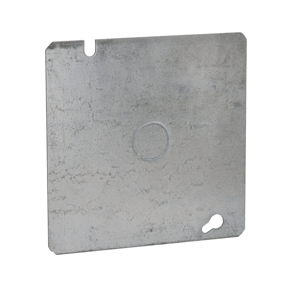 Tapa Cuadrada Plana de  Acero Galvanizado con Entrada de 1/2"  para Caja de 4 11/16".