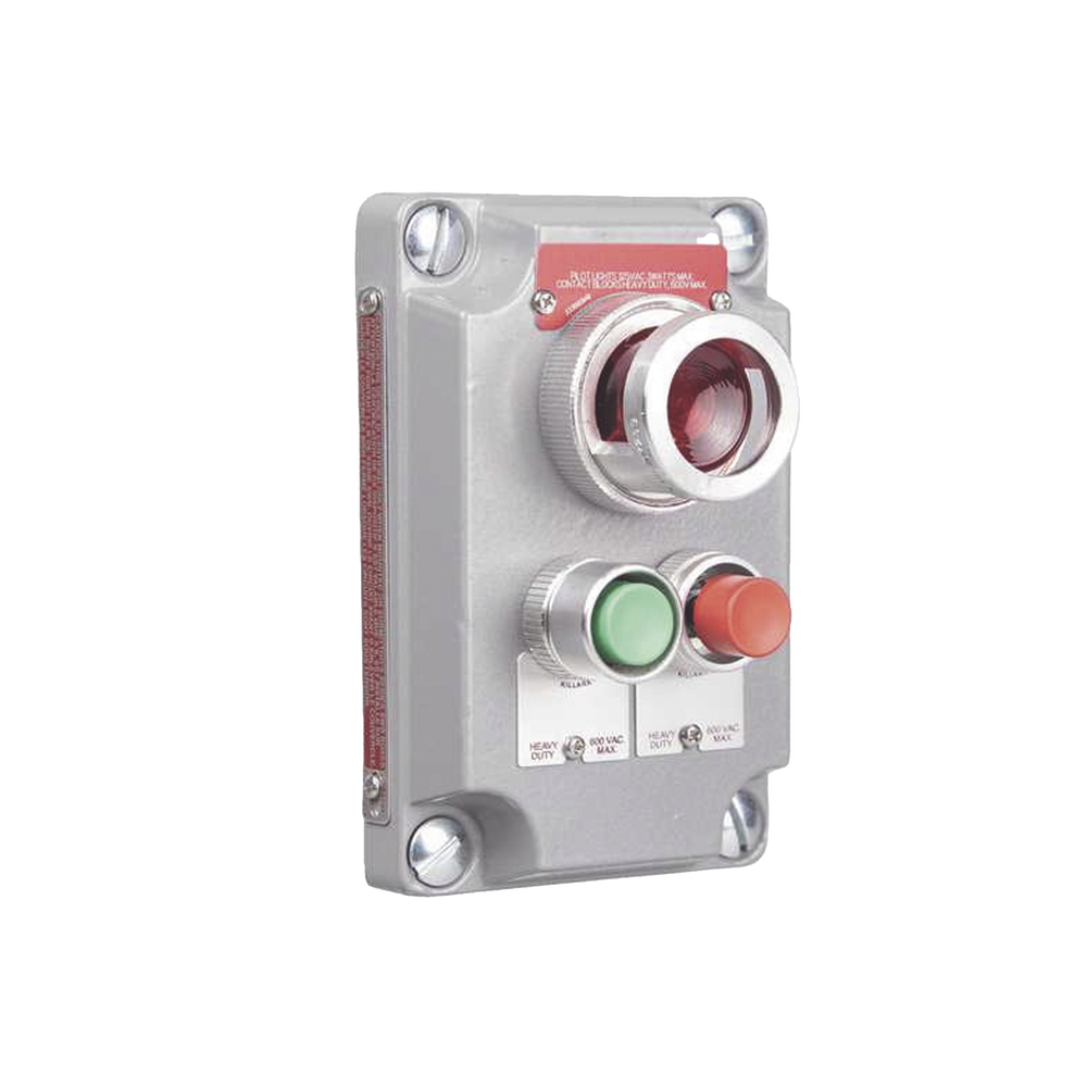 Cubierta para Estación de Control con 2 Botones Pulsadores Rojo-Verde y Luz Piloto Roja / Uso en Áreas Clasificadas