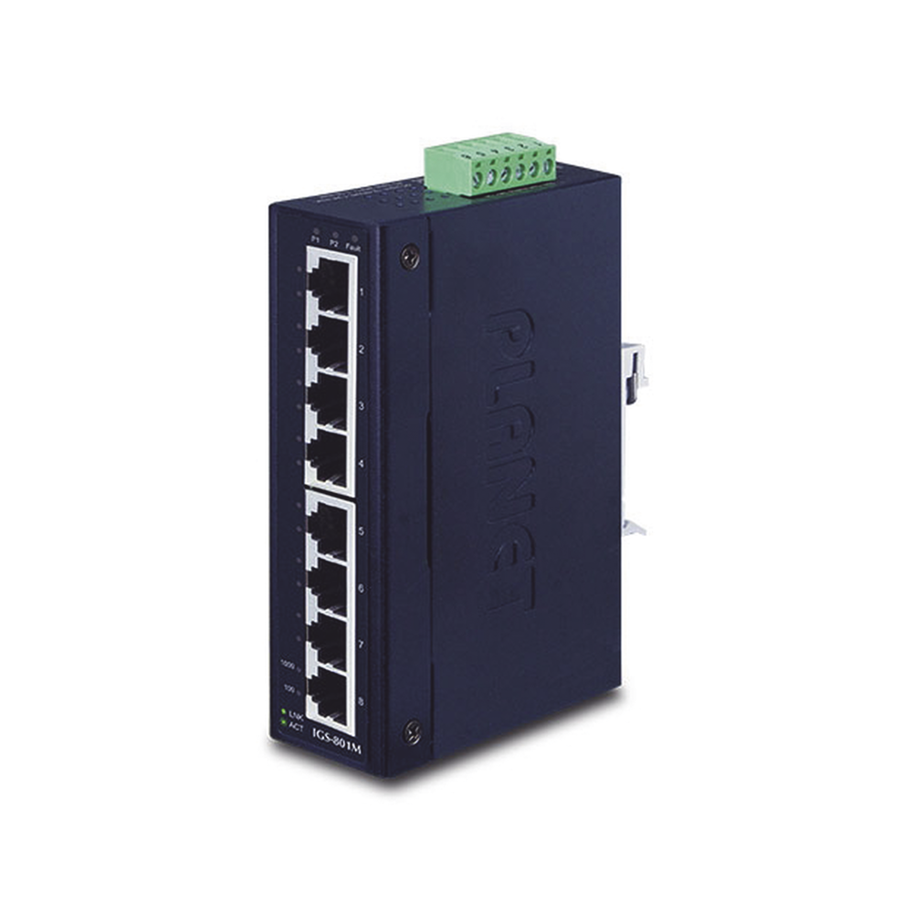 Switch Industrial Administrable Capa 2, 8 Puertos Gigabit, Doble Entrada de Alimentación Para Fuente Redundante