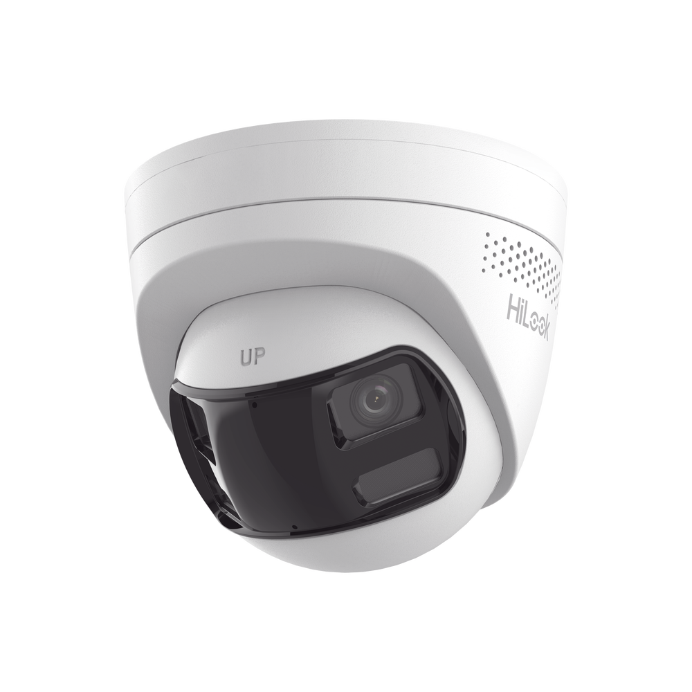 [Dual Light] Turret IP 6 Megapixel / Imagen Panorámica 180°/ PoE / Micrófono y Bocina Integrado / Exterior IP67 / Audio Bidireccional / Alarma Visual y Auditiva Integrada / Smart Supplement Light / Micro SD 512 GB