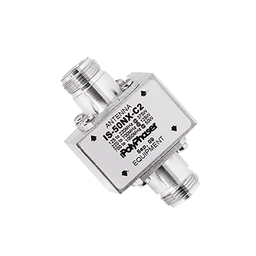Protector Coaxial RF / 125-1000 MHz / 50 Ω / Conectores N Hembra / Ceja Lateral / 50 kA