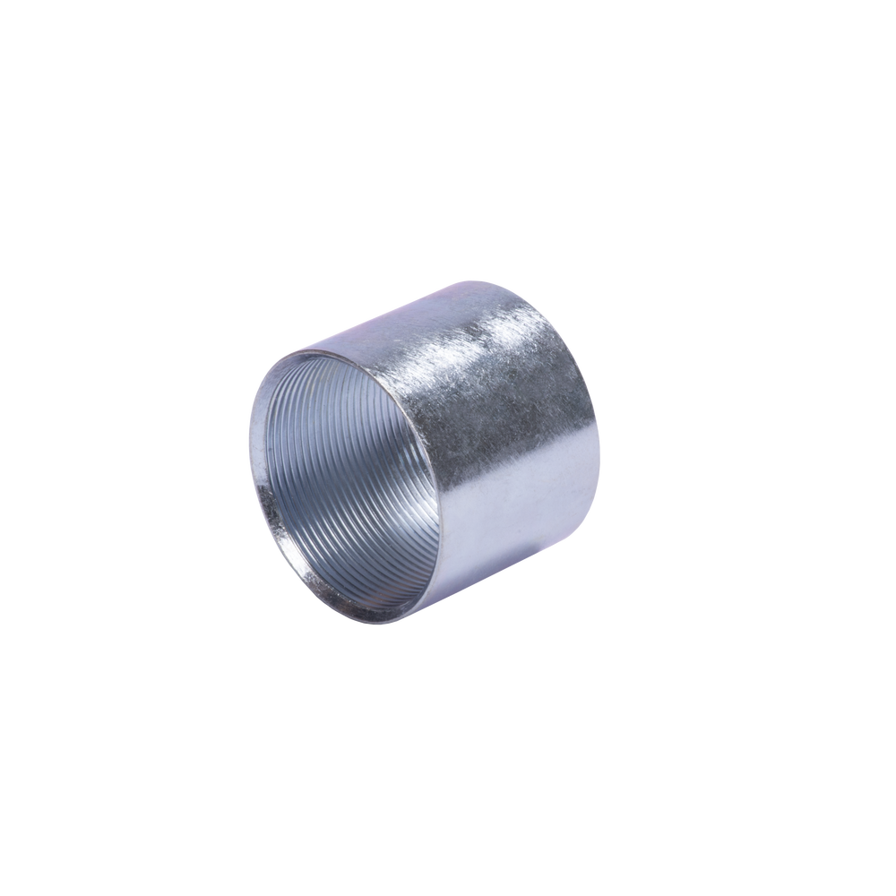 Cople 4" (102mm) pared gruesa con rosca galvanizado etiqueta amarilla