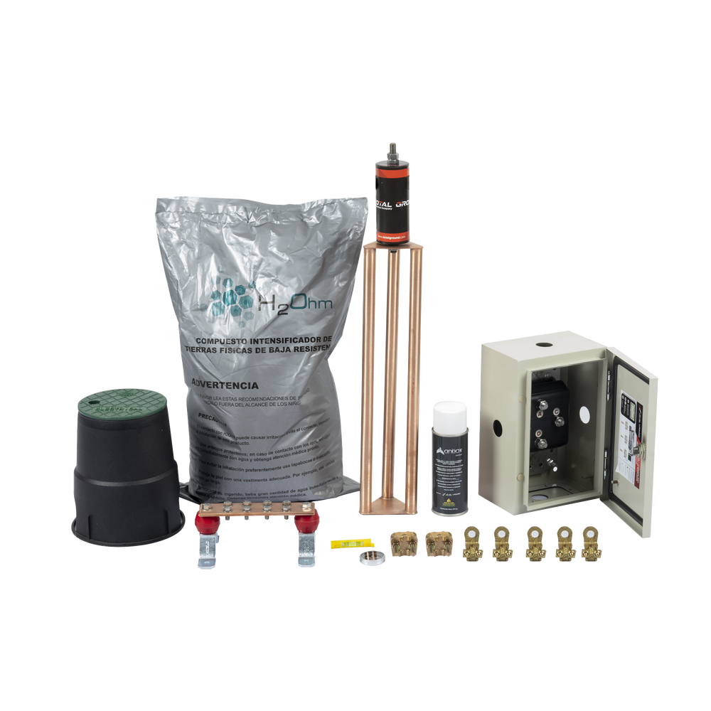Kit de Tierra Física Con Electrodo Magnetoactivo Capacidad Max: 400 AMP