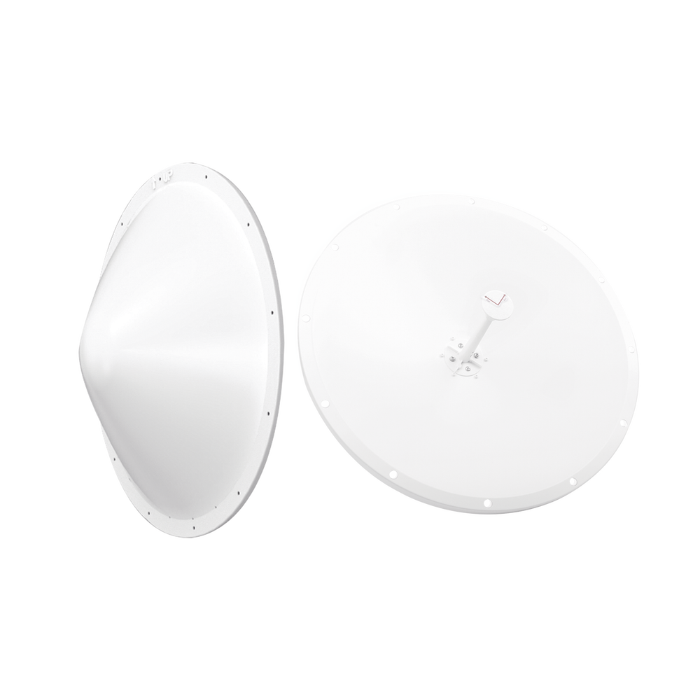 Kit de Antena y radomo, ganancia de  28 dBi, rango de frecuencia extendida (4.9 a 6.5 GHz), conectores SMA-macho inverso, incluye jumper, distancia de hasta 15 km