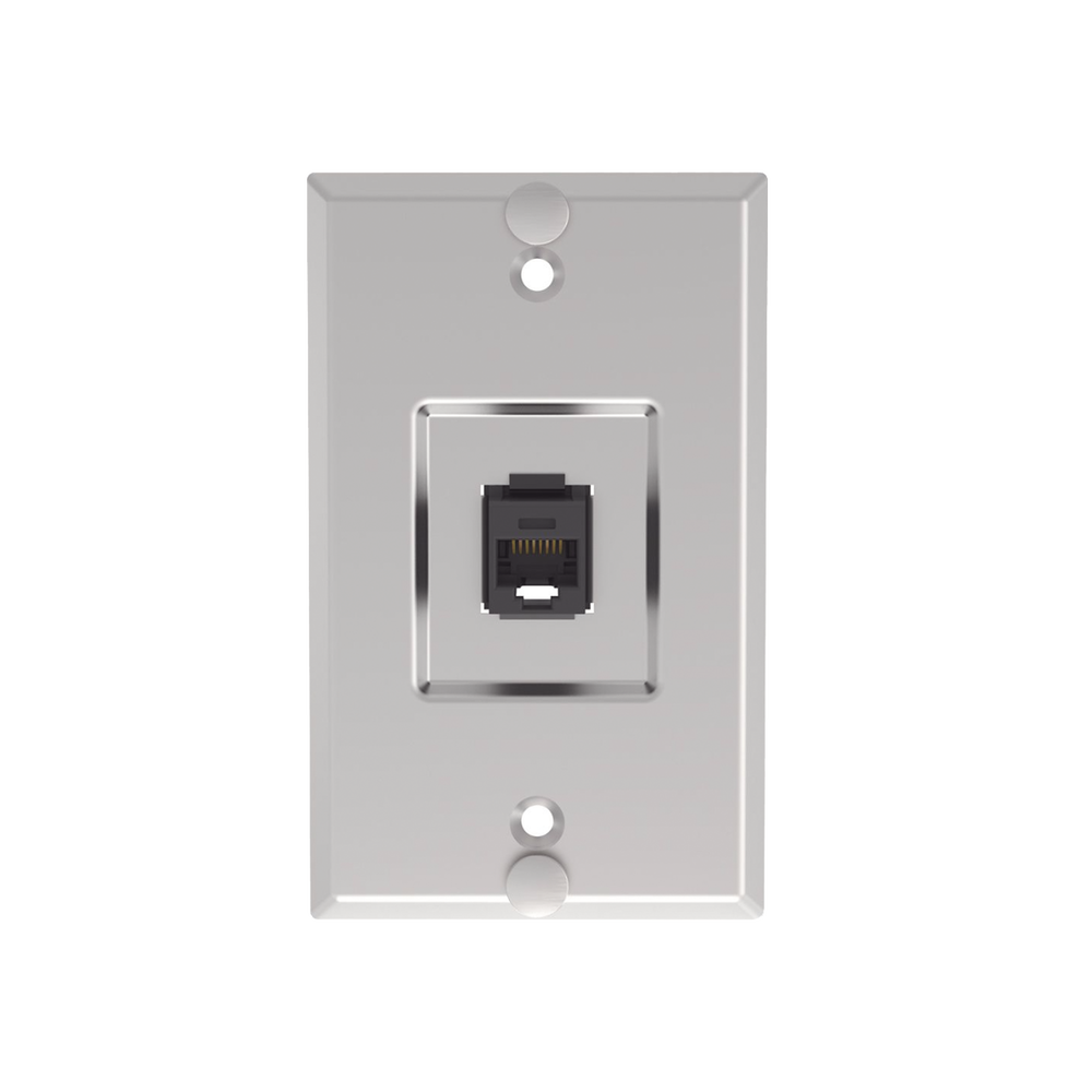 Placa de Pared Telefónica, Salida de 1 Puerto Keystone, con Jack Cat6 Estilo 110 de Impacto, de Acero Inoxidable