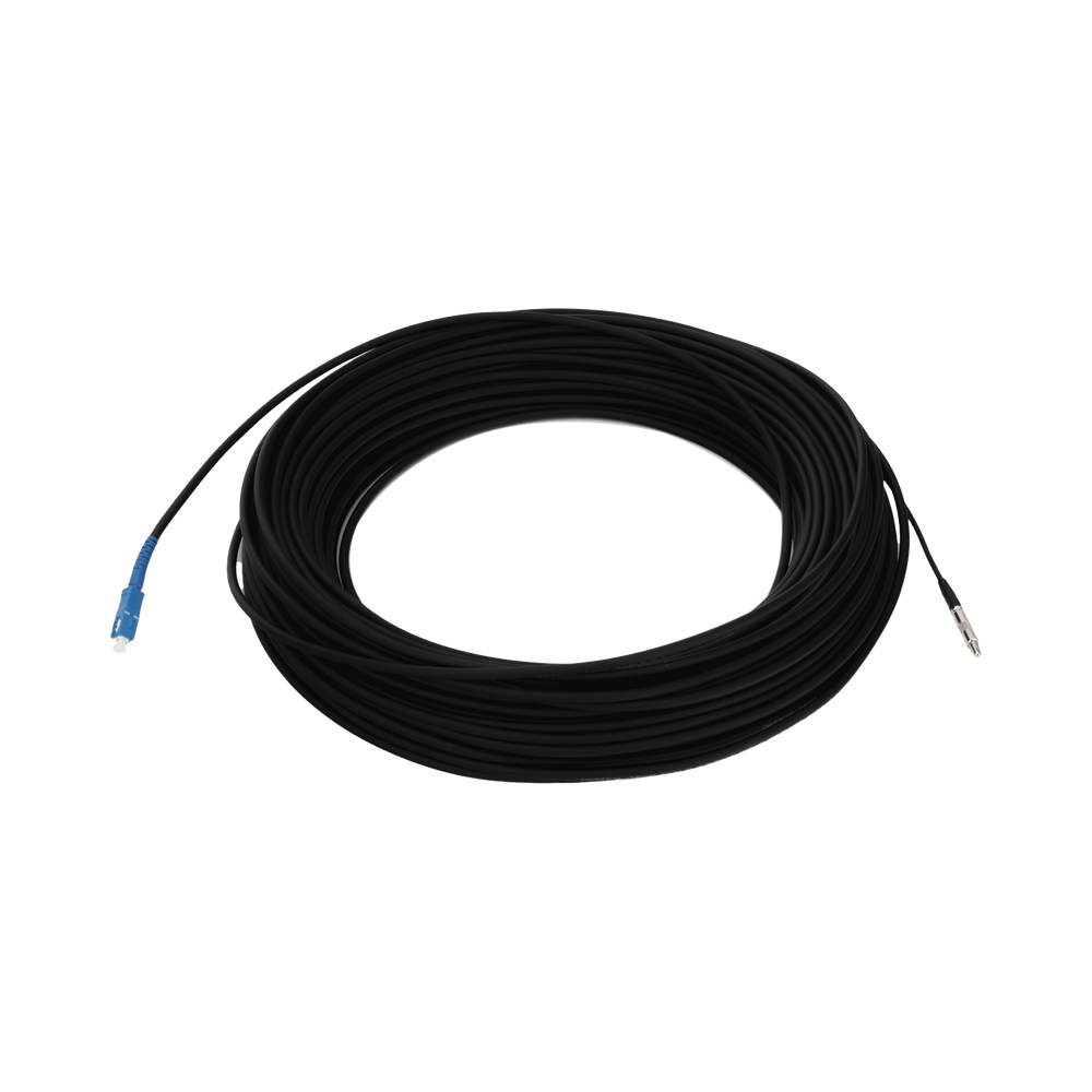 Rollo de Fibra Óptica Drop Redonda G657A2 Monomodo Simplex de 100 Metros (328.08 Pies) con Conectores SC/UPC-SC/UPC para Instalaciones Aéreas, Subterráneas o a la Intemperie