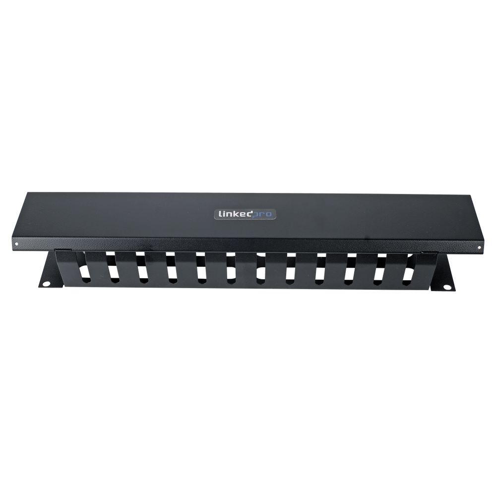 Organizador de Cables Horizontal de 2U para Rack de 19" con Cubierta Metálica