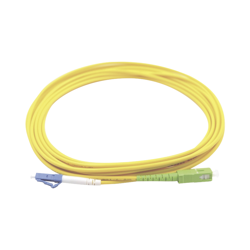 Jumper de Fibra Óptica Monomodo LC/UPC-SC/APC Simplex, Color Amarillo 3 Metros (9.84 Pies)