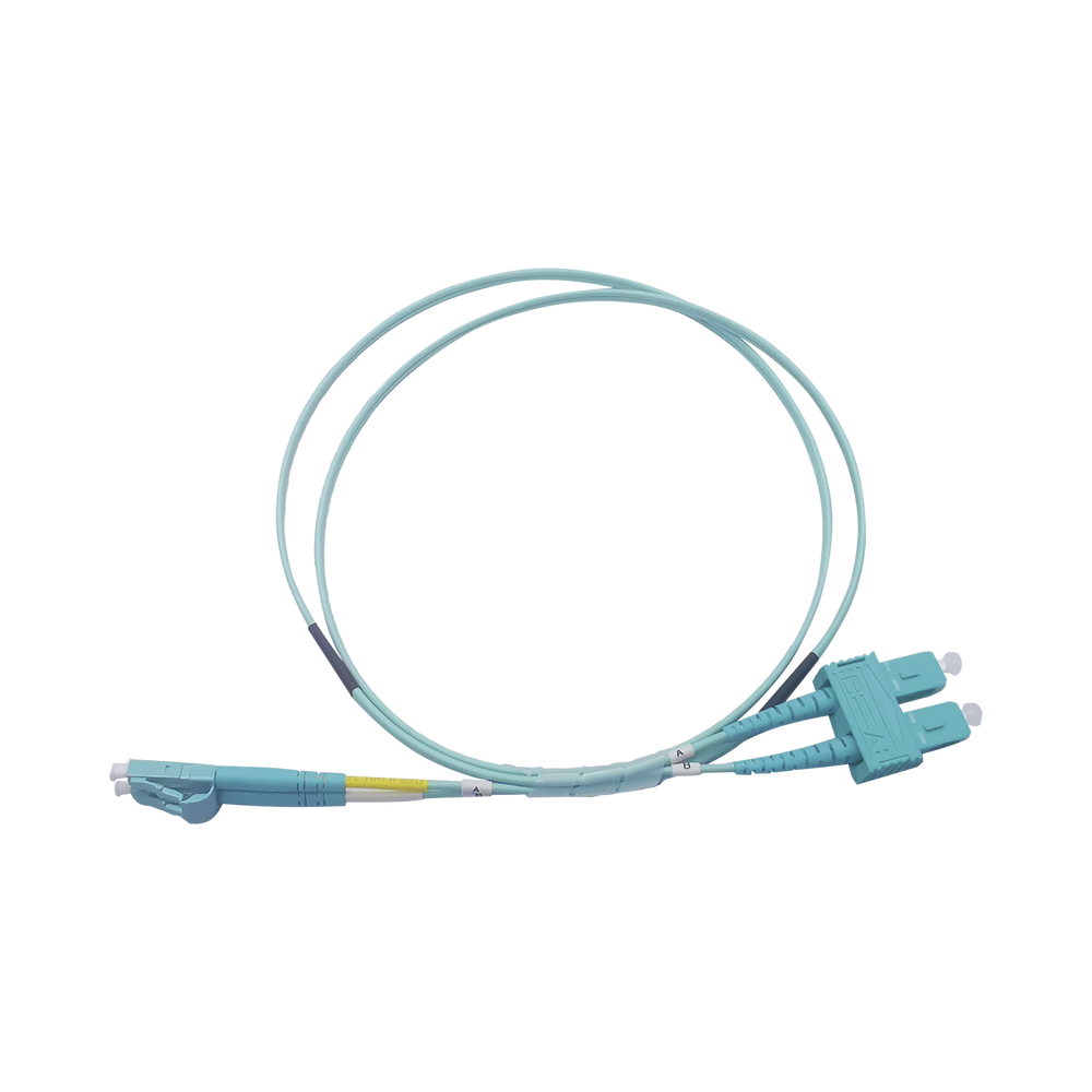 Jumper de Fibra Óptica Multimodo OM3 50/125 LC-SC OFNR (Riser), 2.0 mm, Dúplex, Aqua, 3 metros (9.84 pies)