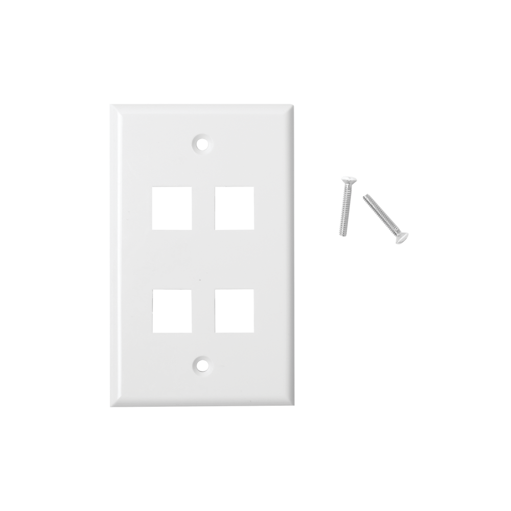 Placa de Pared de 4 Puertos, Keystone, Color Blanco